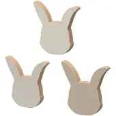 Cam Cam Holzbügel - 3er-Pack - 9,6x10x6,5 cm - Kaninchen - - One Size - Haken