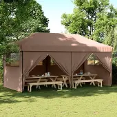 Prolenta Maison Exclusive - Partyzelt Faltbar Pop-Up mit 4 Seitenteilen Braun