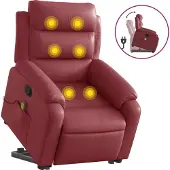 Syfax Massagesessel mit Aufstehhilfe Weinrot Kunstleder