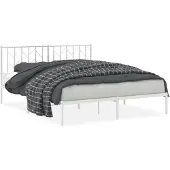 vidaXL Bettgestell mit Kopfteil Metall Weiß 160x200 cm