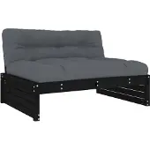 vidaXL Mittelsofa Schwarz 120x80 cm Massivholz Kiefer