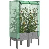 vidaXL Hochbeet mit Gewächshaus-Aufsatz Rattan-Optik 80x40x140 cm, Gabionen 2024 Neu DesignMöbel