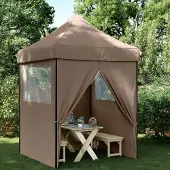 vidaXL Möbel Partyzelt Faltbar Pop-Up mit 4 Seitenteilen Braun - Pavillon 4005004