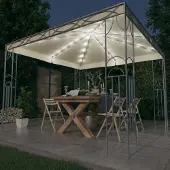 vidaXL Pavillon mit LED-Lichterkette 300x300 cm Cremeweiß , Pavillons & Partyzelte Design 2024