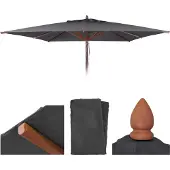 Mendler Ersatz-Bezug für Gastronomie Holz-Sonnenschirm MCW-C57b, Sonnenschirmbezug, eckig 4x4m Polyester anthrazit