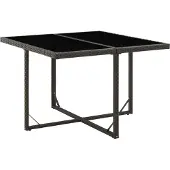 The Living Store Gartentisch Schwarz 109x107x74 cm Poly Rattan und Glas
