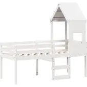 Syfax Hochbett mit Dach Weiß 90x190 cm Massivholz Kiefer