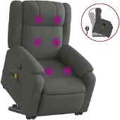 Syfax Massagesessel mit Aufstehhilfe Dunkelgrau Stoff