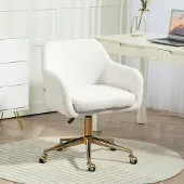 Sweiko Homeoffice-Stuhl, höhenverstellbarer Bürostuhl mit Rollen, Samtartiger Bezug, Metallbasis, Cremeweiß
