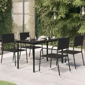 Prolenta Maison Exclusive - Garten-Esstisch Schwarz 140x70x74 cm Stahl und Glas