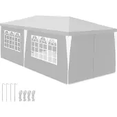 HENGDA Pavillon mit Fenstern mit Seitenteilen 3 x 6 m weiß