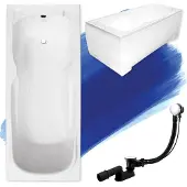 Besco Badewanne Rechteck Majka 170x70 mit Acrylschürze, Füßen und Ablaufgarnitur GRATIS
