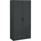 Dmora Kleiderschrank 2 Türen Mare, Schlafzimmermöbel, Schrank, Garderobe, 99x50 h200 cm, Grau