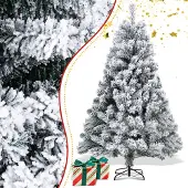 HENGDA 150cm Künstlicher Weihnachtsbaum Tannenbaum Weiß Schneeflocken für Weihnachten-Dekoration