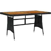 Prolenta Maison Exclusive - Gartentisch Schwarz 130x70x72cm Poly Rattan & Massivholz Akazie