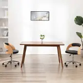 PUEAZU Drehbarer Bürostuhl Schwarz Bugholz und Kunstleder - Bürostühle &23054