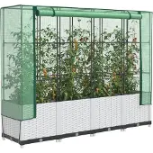Prolenta Maison Exclusive - Hochbeet mit Gewächshaus-Aufsatz Rattan-Optik 160x40x138 cm