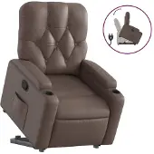 Syfax Relaxsessel mit Aufstehhilfe Braun Kunstleder