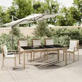 Prolenta Maison Exclusive - Gartentisch mit Glasplatte Beige Poly Rattan & Hartglas