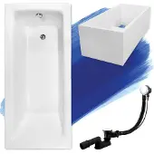 Besco Badewanne Rechteck Talia 160x75 mit Ablaufgarnitur, Füßen und Wannenträger GRATIS