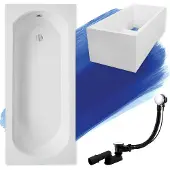 Besco Badewanne Rechteck Intrica 160x75 mit Ablaufgarnitur, Füßen und Wannenträger GRATIS