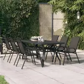Prolenta Maison Exclusive - Gartentisch Schwarz 180x80x70 cm Stahl und Glas