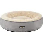 Feandrea Hundebett, Katzenbett, Donut, Ø 60 cm, hellgrau