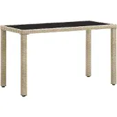 Syfax Gartentisch Beige 123x60x74 cm Poly Rattan