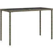 Syfax Gartentisch mit Glasplatte Grau 115x54x74 cm Poly Rattan