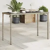 Prolenta Maison Exclusive - Gartentisch mit Glasplatte Grau 115x54x74 cm Poly Rattan