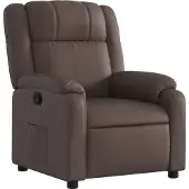 Syfax Relaxsessel Kunstleder Braun, manuelle Liegefunktion, Seitentasche, 77x95x99 cm (B/T/H)