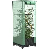 vidaXL Hochbeet mit Gewächshaus-Aufsatz Rattan-Optik 40x40x123 cm, Gabionen 2024 Neu DesignMöbel