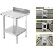 OEM Gewerblicher Catering-Tisch, langlebiges Edelstahl, verstellbares Untergestell, 24x24x35 Zoll 330 Pfund