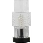 HOME DELUXE Kleine Tischlampe aus Glas YUKI - Transparent | Tischleuchte Schreibtischlampe Nachttischlampe