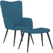 Syfax Relaxsessel mit Hocker Blau Samt