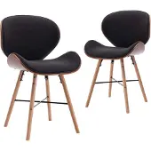 vidaXL Esszimmerstühle, Kunstleder, Bugholz, 2 Stück, Schwarz