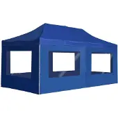 Syfax Profi-Partyzelt Faltbar mit Wänden Aluminium 6×3m Blau