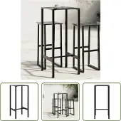 The Living Store Bartisch Schwarz 50x50x110 cm Pulverbeschichteter Stahl