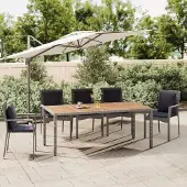 Prolenta Maison Exclusive - Gartentisch mit Holzplatte Grau Poly Rattan & Massivholz Akazie
