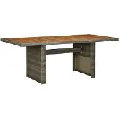 The Living Store Gartentisch Braun Poly Rattan und Akazie Massivholz