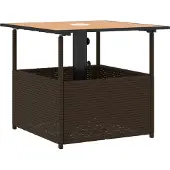 Syfax Gartentisch mit Schirmloch Braun 55x55x46,5 cm Poly Rattan