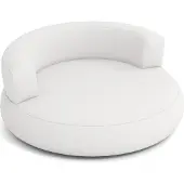 Costway Aufblasbares Sofa, rundes Luftsofa mit Rückenlehne & Breiten Armlehnen, Luftsessel mit Leinen-Bezug, Bodensessel, aufblasbarer Bodensofa, Weiß