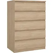 Dmora Kommode Georgette 77x50x111,3h cm Braun 5 Schubladen
