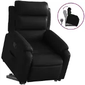 Syfax Relaxsessel mit Aufstehhilfe Schwarz Kunstleder