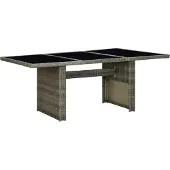 Syfax Gartentisch Braun Poly Rattan und Hartglas