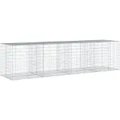 vidaXL Gabione mit Deckel 400x100x100 cm Verzinktes Eisen