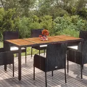 Prolenta Maison Exclusive - Gartentisch mit Holzplatte Schwarz 190x90x75 cm Poly Rattan