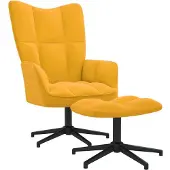 Syfax Relaxsessel mit Hocker Senfgelb Samt