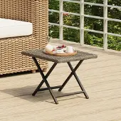 vidaXL Möbel Klapptisch Grau 45x35x32 cm Poly Rattan - Gartentische &29485
