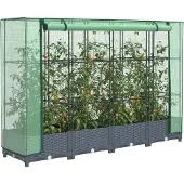 vidaXL Möbel Hochbeet mit Gewächshaus-Aufsatz Rattan-Optik 160x40x123 cm - Beete 4015826